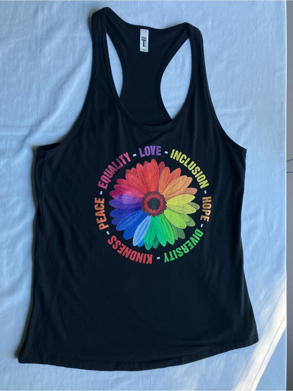 Graphic muscle tank top racerback pride LGBTQ2S+ rainbow flower women’s size XXL